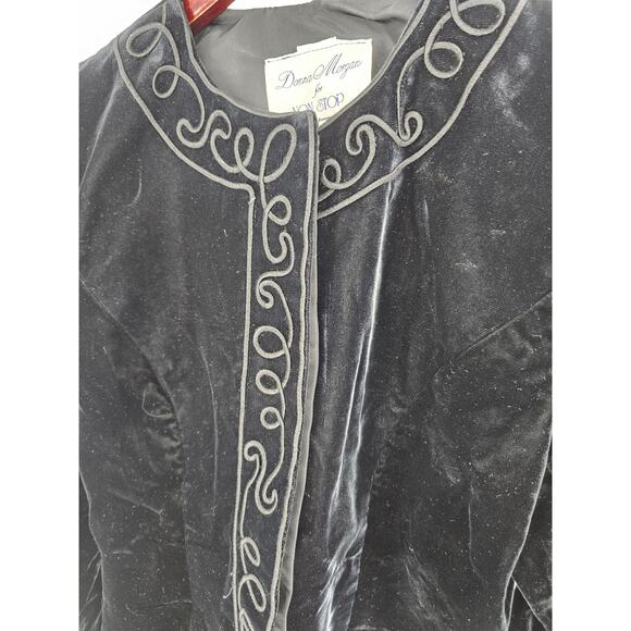 Vintage Donna Morgan For Non Stop Womens Sz 10 Formal Blazer Black Velvet - Picture 2 of 6